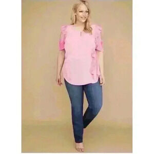 Lane Bryant Light Pink Ruffle Blouse
